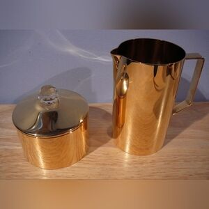 Valerio Albarello 24k Gold Plated Cream & Sugar Crystal Knob Italy